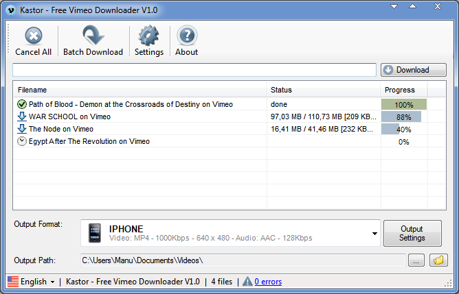  Kastor Free Vimeo Downloader 1.0